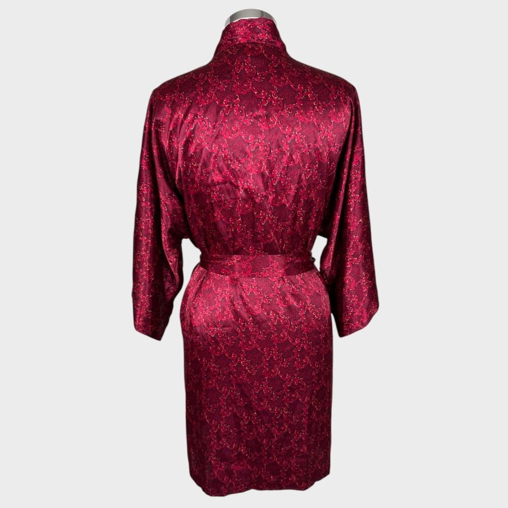 Sophia by Delicates Medium Raspberry Pink Floral Robe Polyester Pockets - Picture 7 of 11